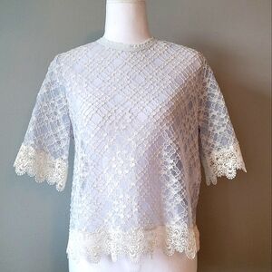 Sandro Hana Bleu Lace Top